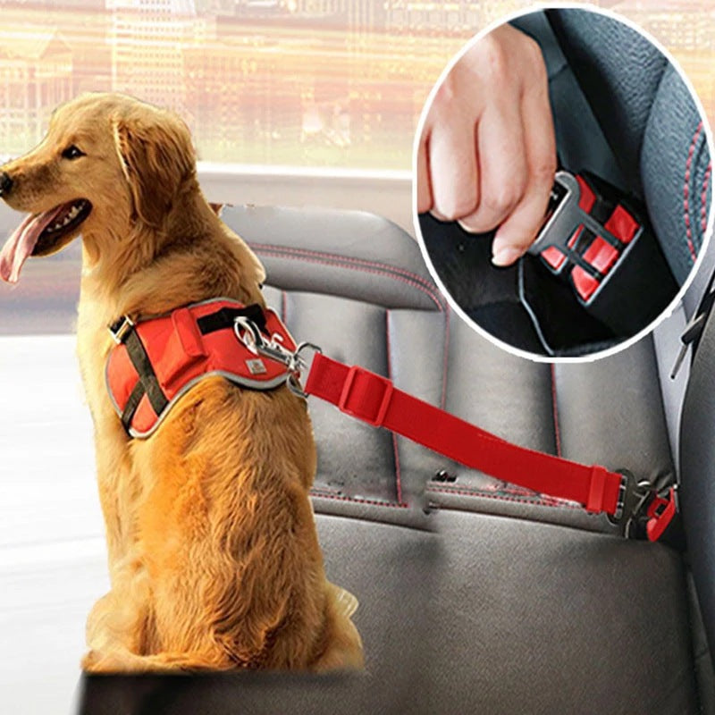 Adjustable Pet Car Seat Belt Clip – Safety Harness Lead for Dogs & Cats Vehicle Travel