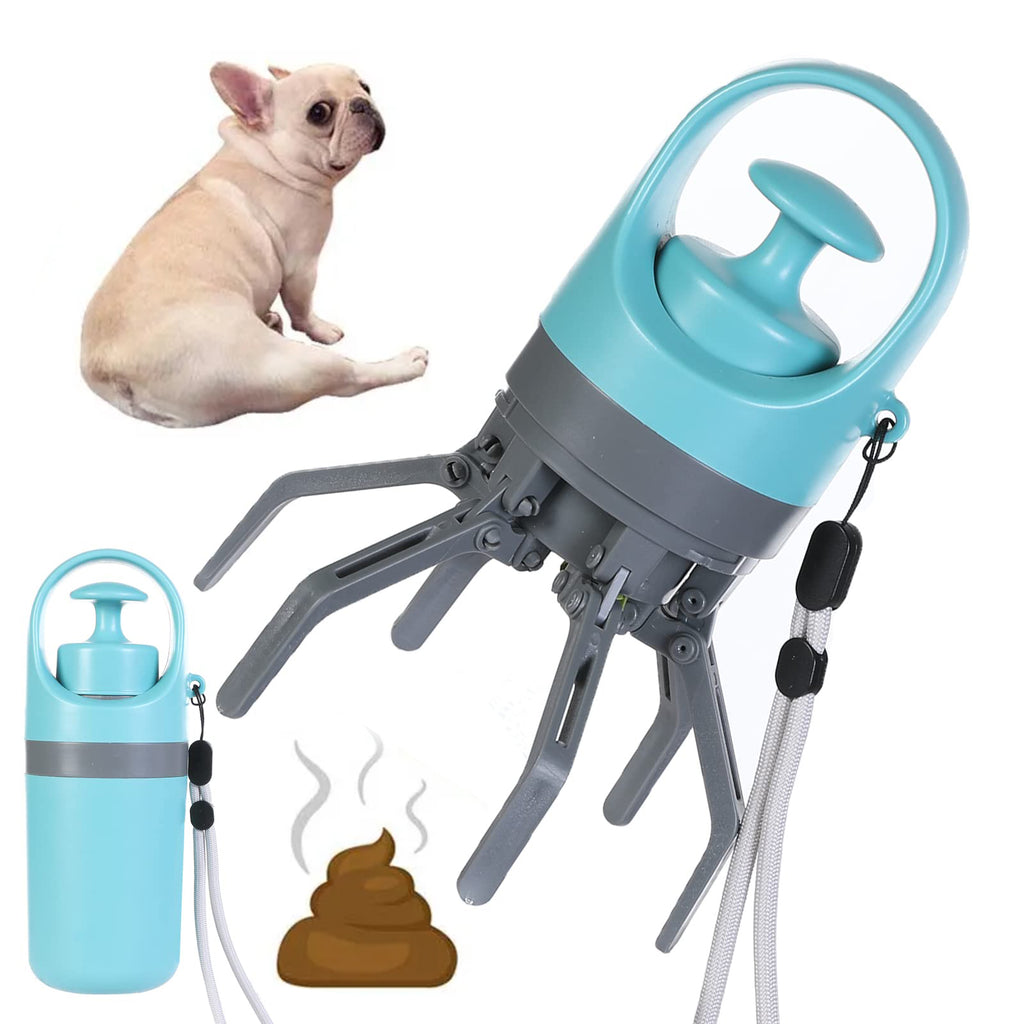 Portable Dog Pooper Scooper with Built-in Bag Dispenser – Lightweight 8-Claw Pet Waste Picker Tool