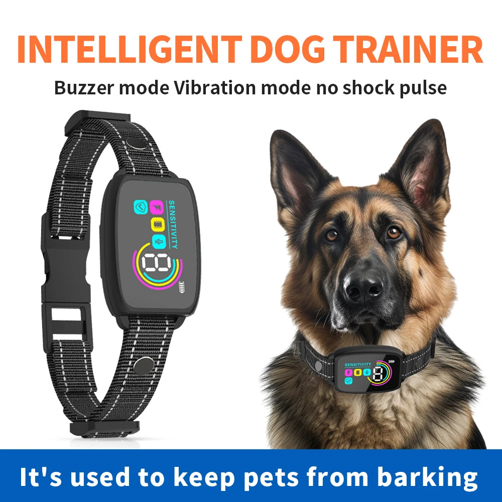 Smart Automatic Anti Barking Dog Collar – Rechargeable Waterproof Bark Control Collar with Digital Display