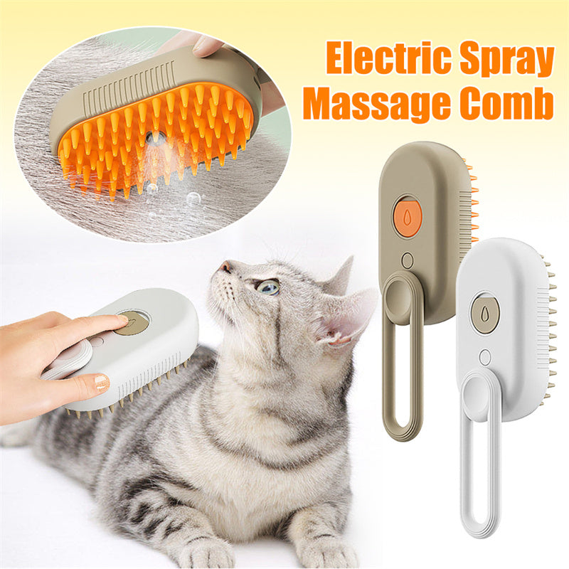 3-in-1 Electric Steam Pet Grooming Brush – Spray Cat & Dog Hair Removal Comb with