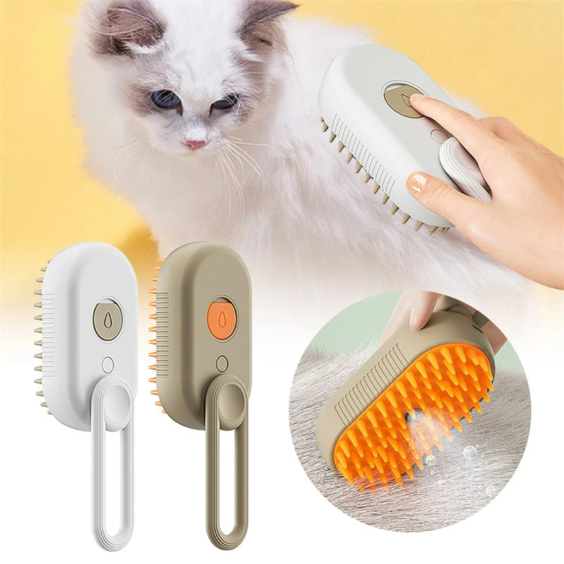 3-in-1 Electric Steam Pet Grooming Brush – Spray Cat & Dog Hair Removal Comb with