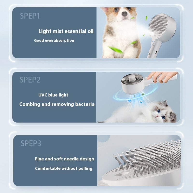 Self-Cleaning Pet Steam Brush – Dog & Cat Hair Remover Grooming Brush for Deshedding and Massage Furrynote