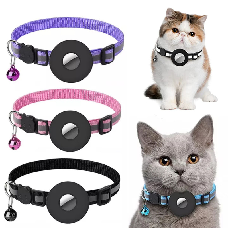 Reflective Dog & Cat Collar with Waterproof AirTag Holder – Adjustable Nylon Pet Tracking Collar for Puppy, Kitten Furrynote