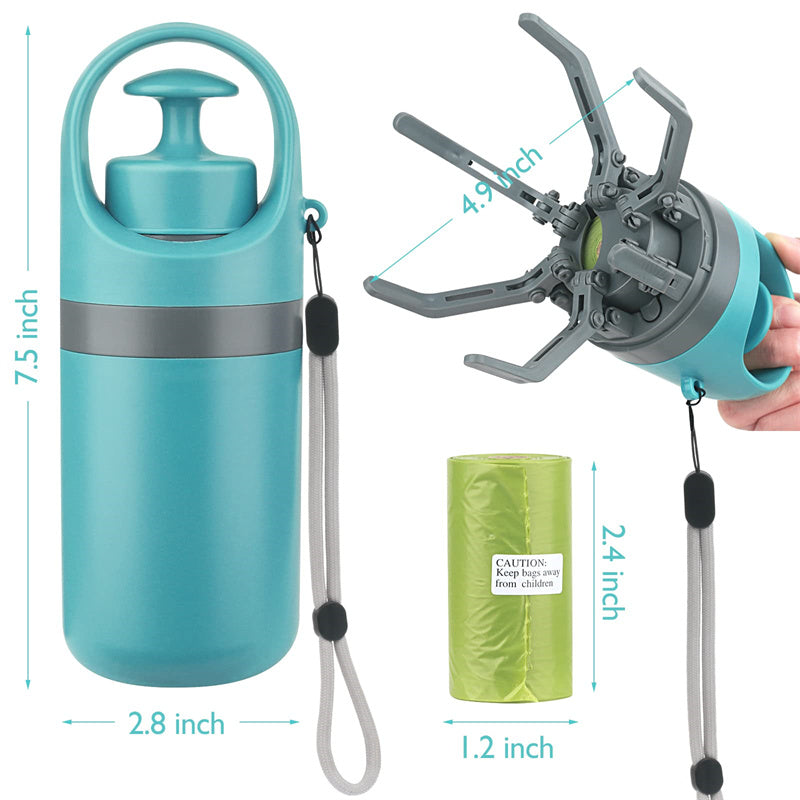 Portable Dog Pooper Scooper with Built-in Bag Dispenser – Lightweight 8-Claw Pet Waste Picker Tool