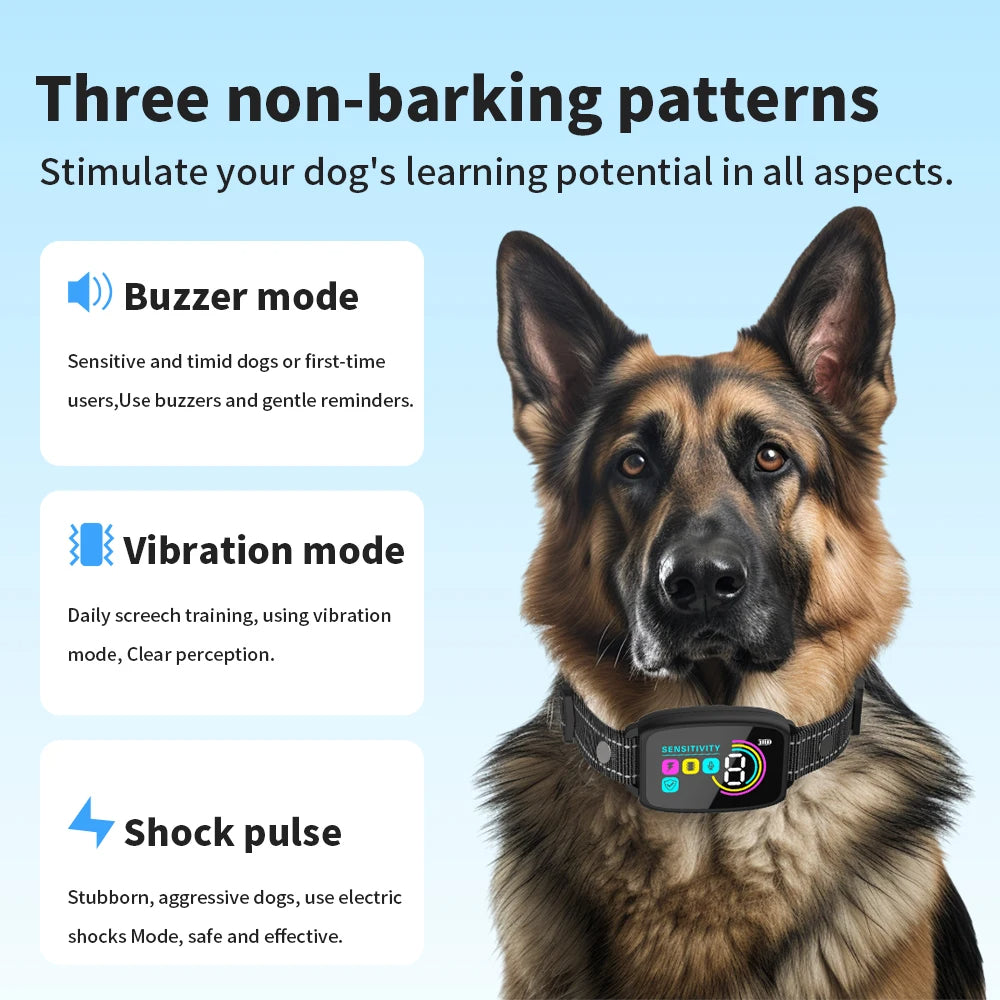 Smart Automatic Anti Barking Dog Collar – Rechargeable Waterproof Bark Control Collar with Digital Display