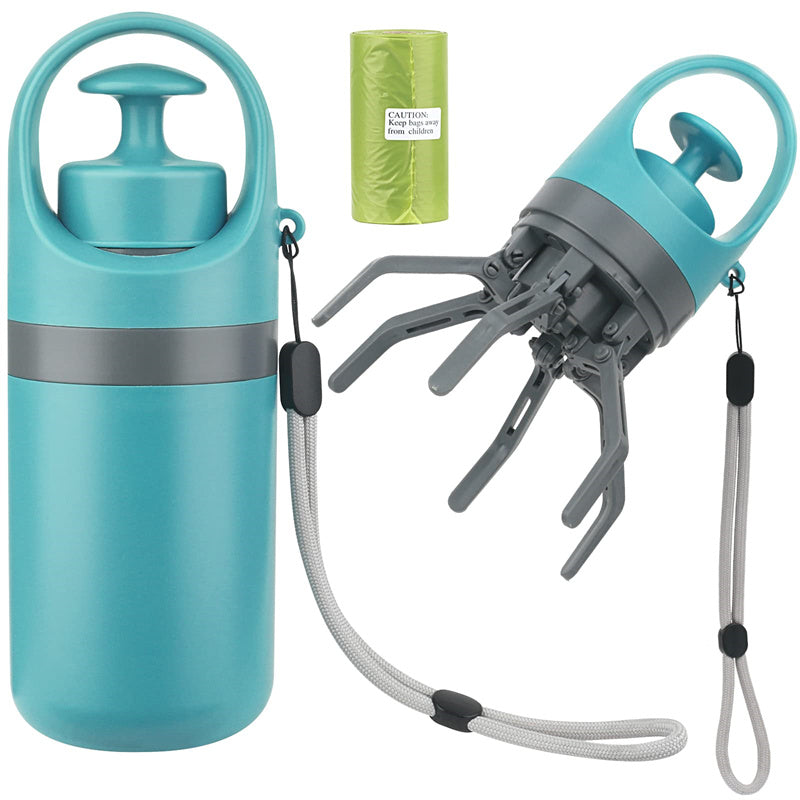 Portable Dog Pooper Scooper with Built-in Bag Dispenser – Lightweight 8-Claw Pet Waste Picker Tool