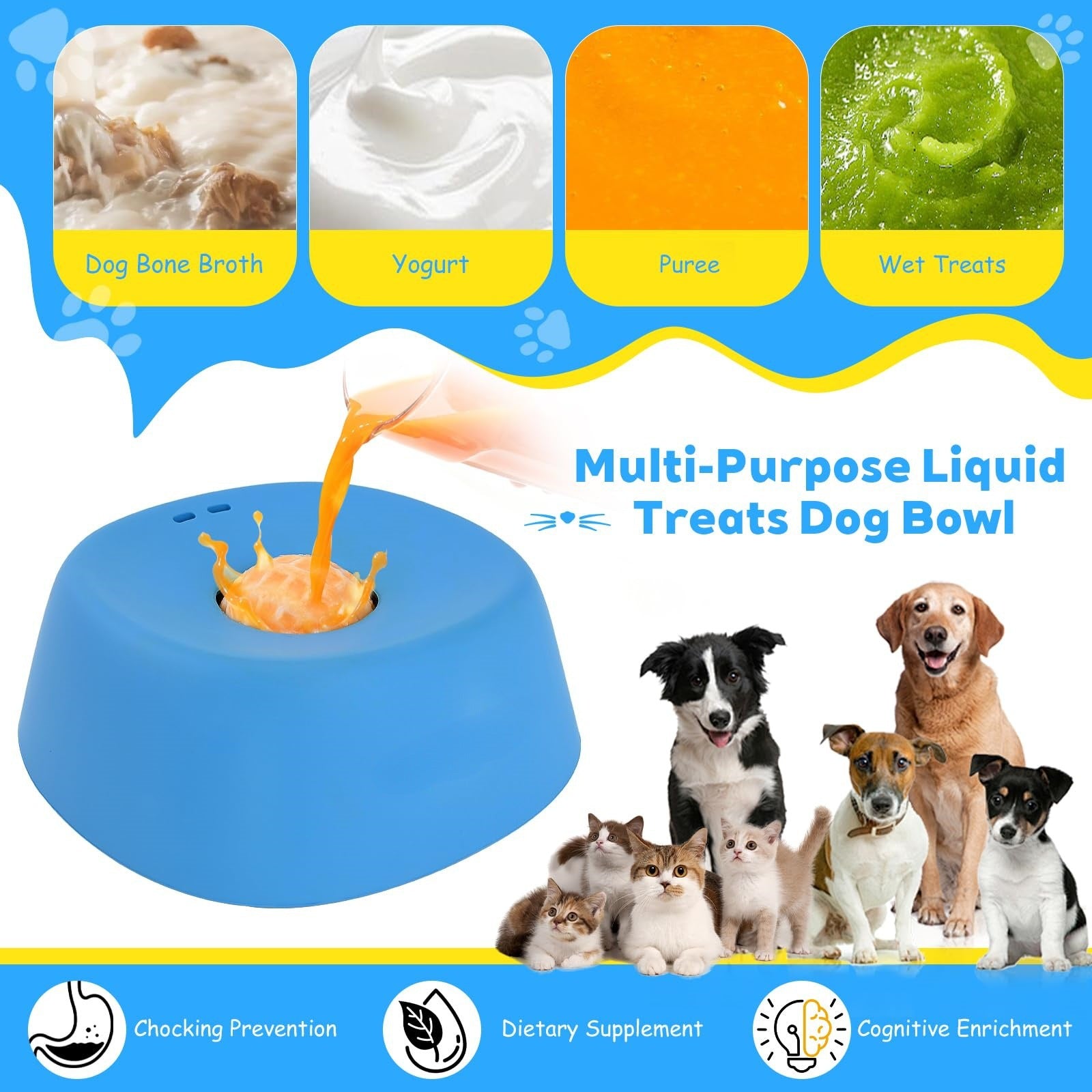Pet Slow Feeder Non-Slip Dog Licking Bowl – Anti-Choking Lick Toy for Liquid Treats, Yogurt & Bone Broth