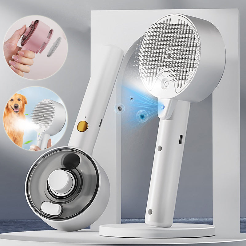 Self-Cleaning Pet Steam Brush – Dog & Cat Hair Remover Grooming Brush for Deshedding and Massage Furrynote