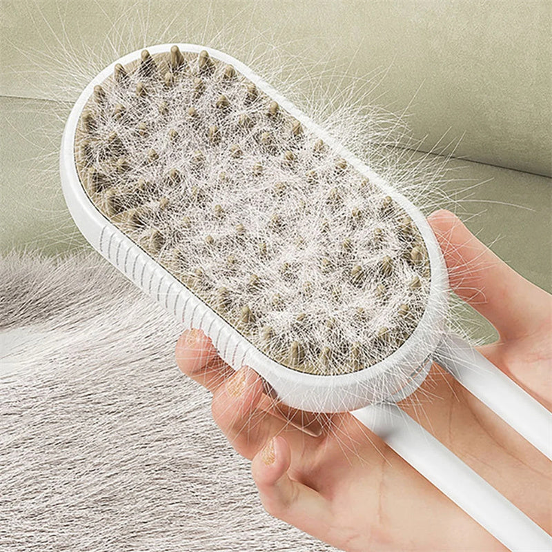 3-in-1 Electric Steam Pet Grooming Brush – Spray Cat & Dog Hair Removal Comb with