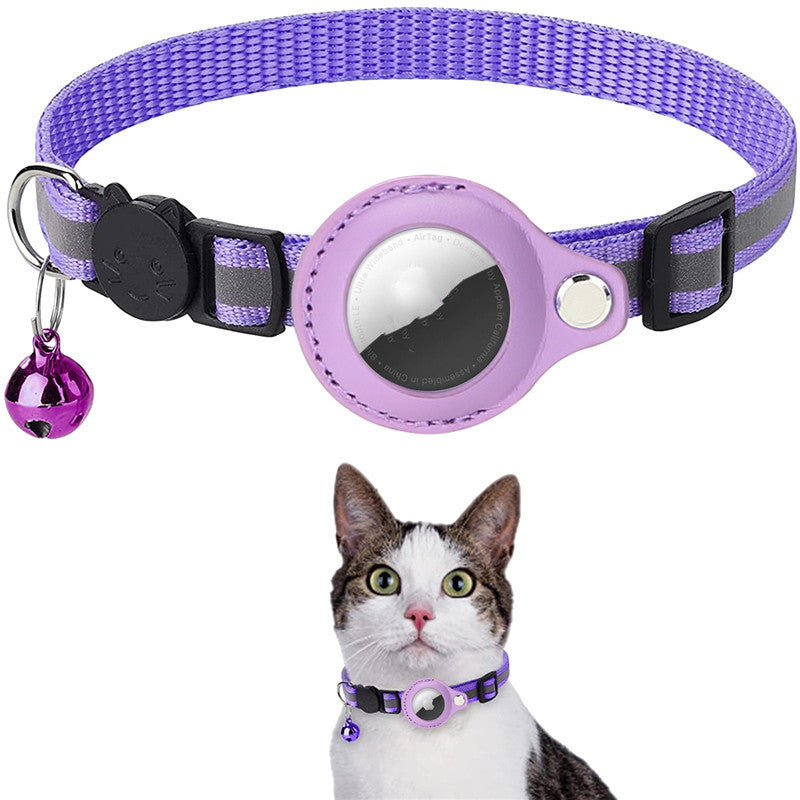 Reflective Dog & Cat Collar with Waterproof AirTag Holder – Adjustable Nylon Pet Tracking Collar for Puppy, Kitten Furrynote